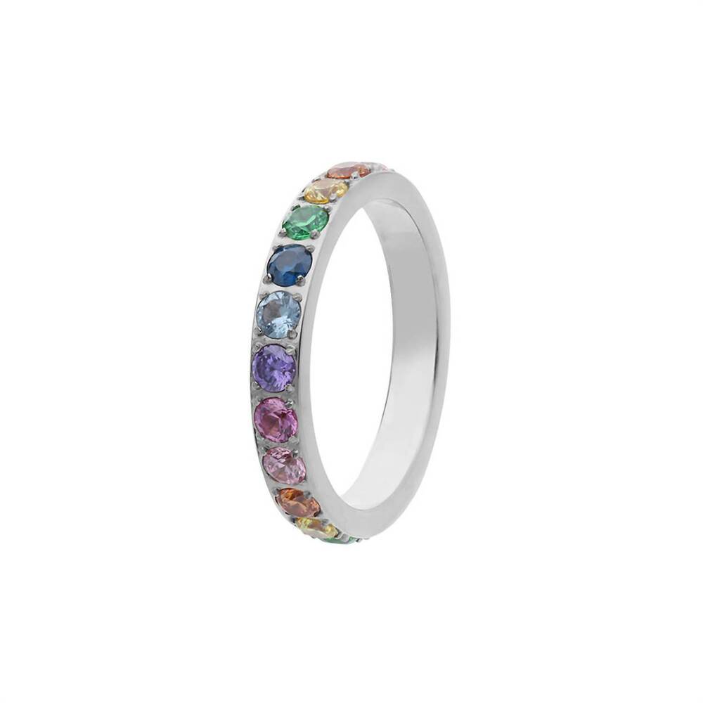 NEW QUDO women's spacer eternity ring in silver multi